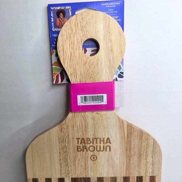 Tabitha Brown Cutting Board Target Afro Pick Shaped Wood With Handle - NEW - Picture 5 of 6